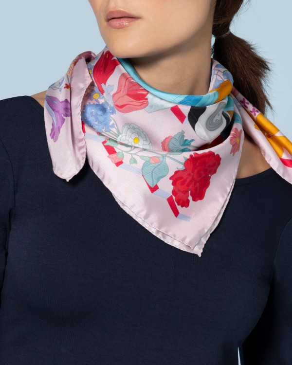 Elegante Foulard di Seta Twill Made in Italy 70x70 cm - Il Fioraio