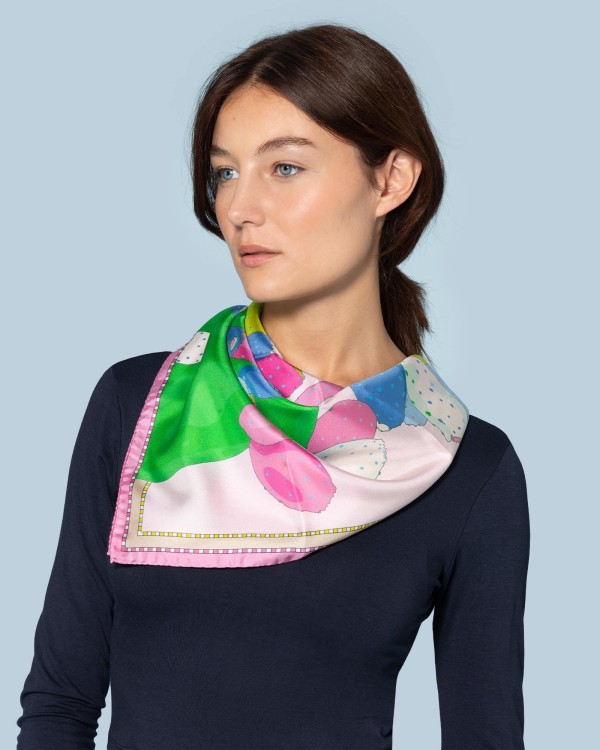 Foulard en soie 70 - Fichi d'india (fuschia)