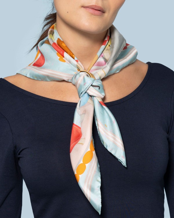 Twill silk scarf square 70 - Italians Ice Cream