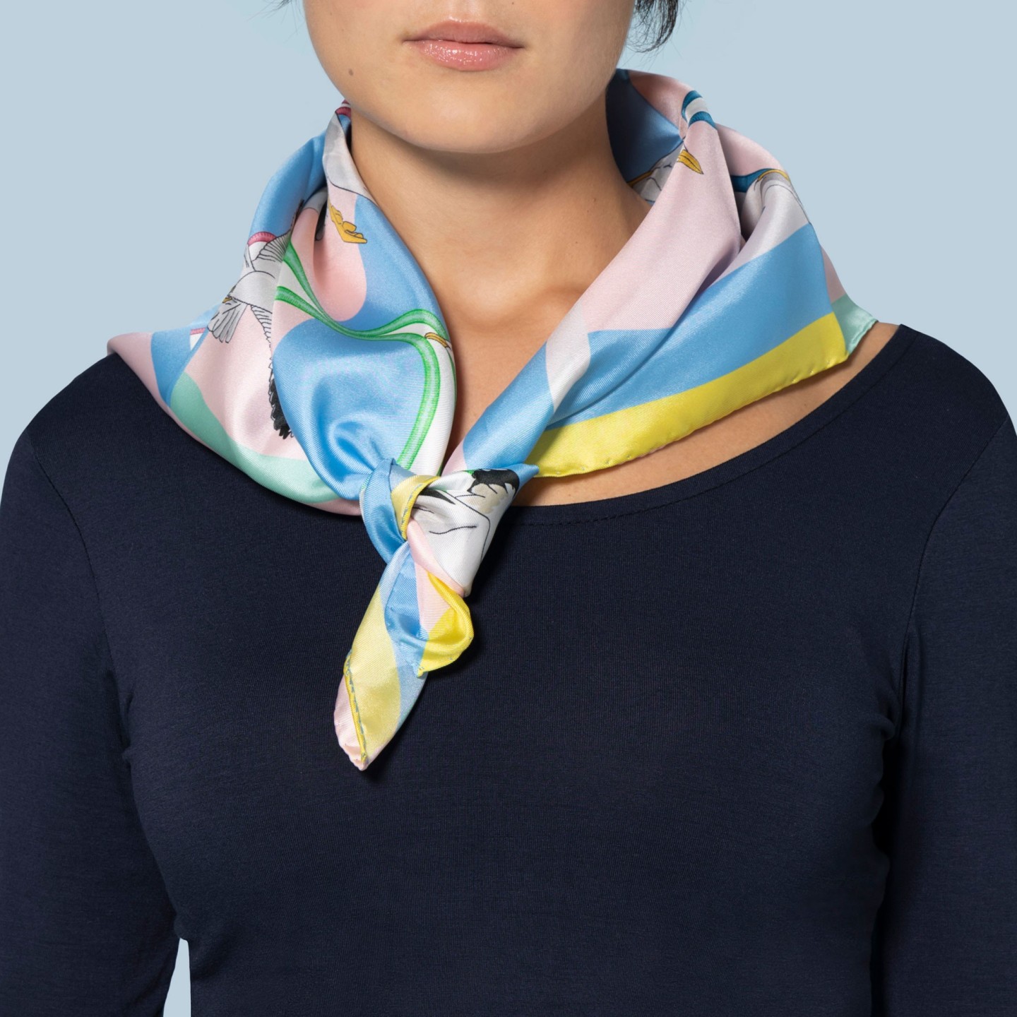 Twill silk scarf square 70 - Gabbiani