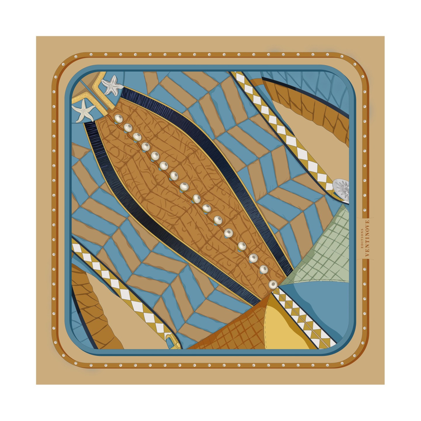 Twill silk scarf square 50 - Capitano