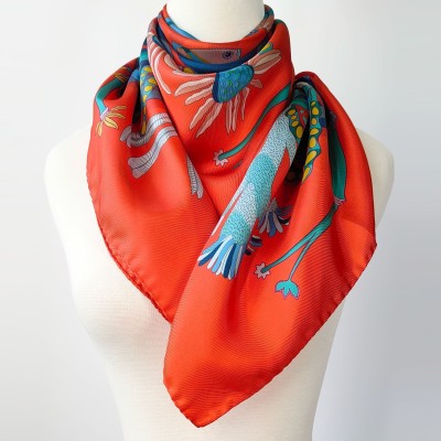 Twill silk scarf square 90 - Alghe del sud