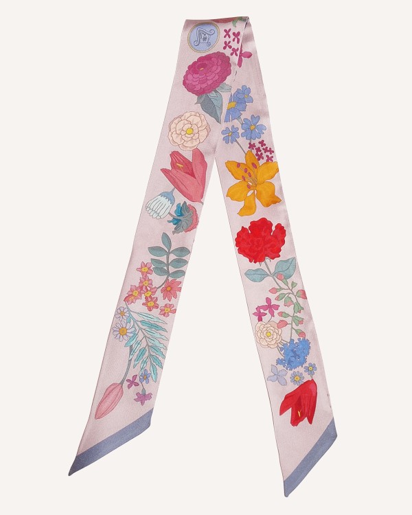 Bandeau en Soie "Le Fleuriste" vieux rose