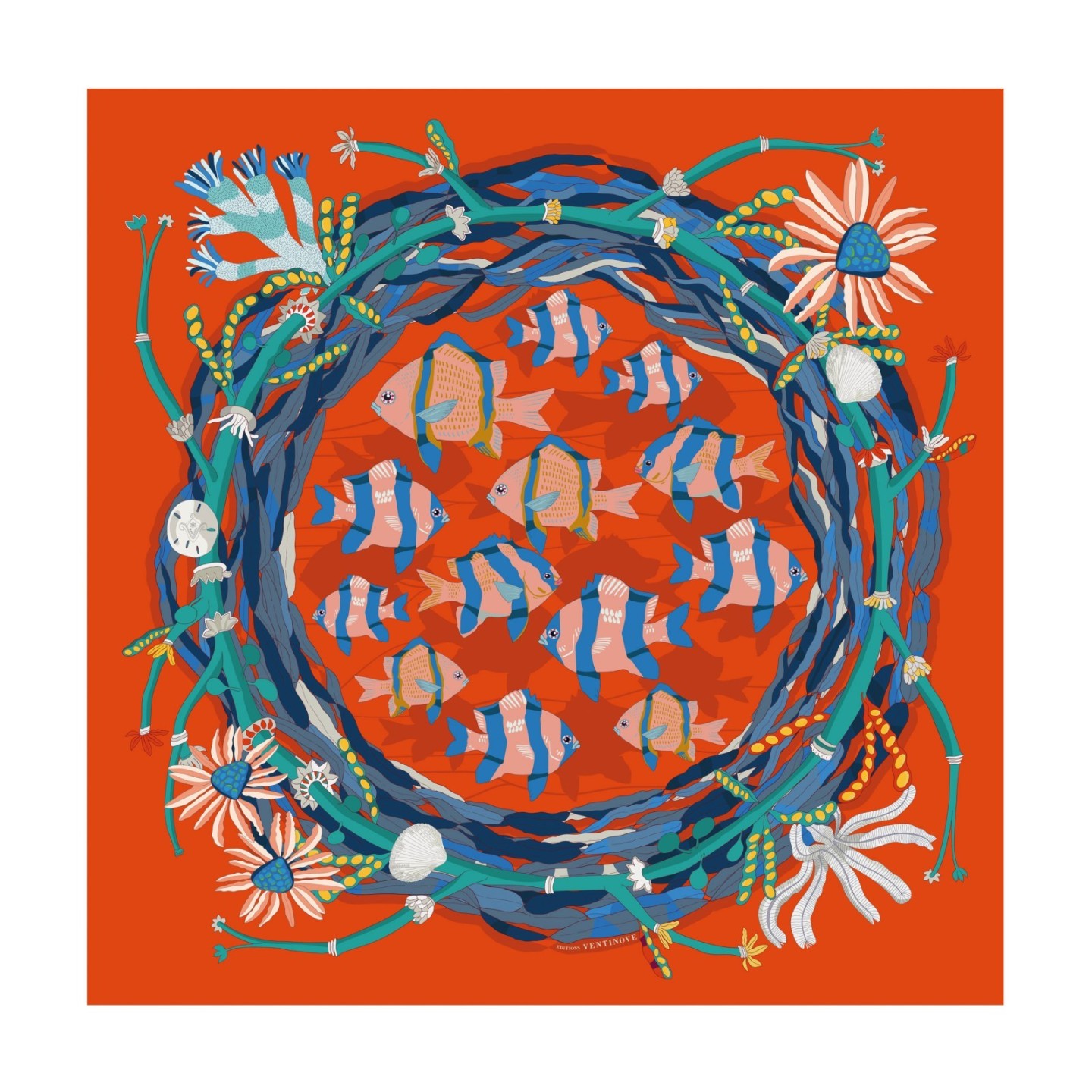 Foulard en soie 90 - Alghe del sud Orange