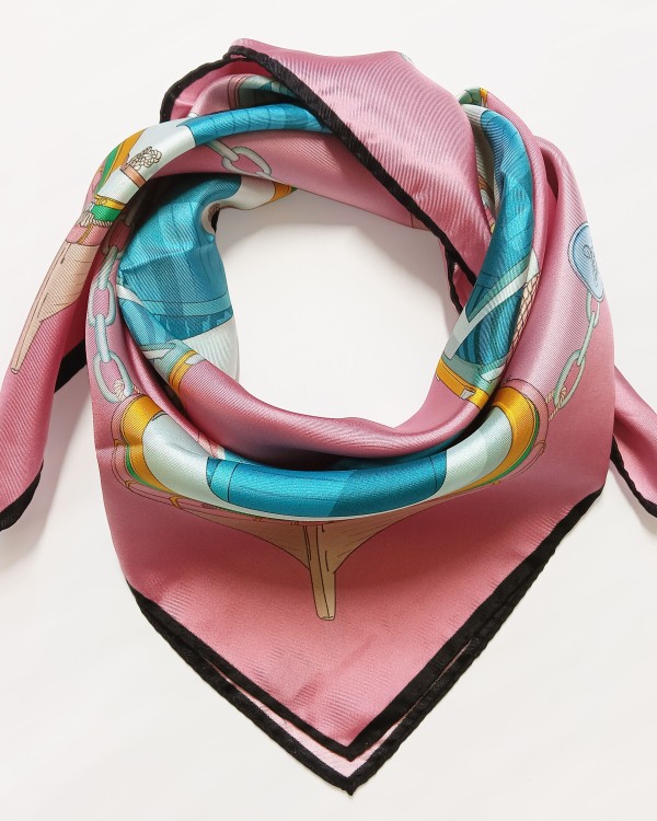 Twill silk scarf square 70 Il porto (pink)