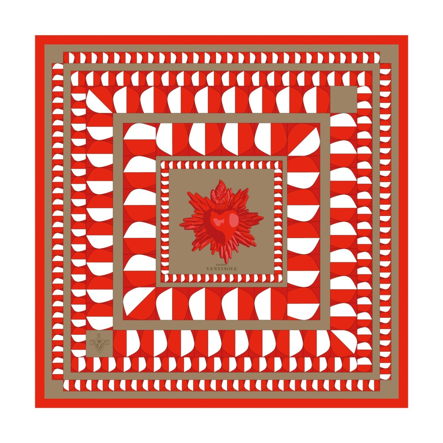 Twill silk scarf square 50 - Ex-voto