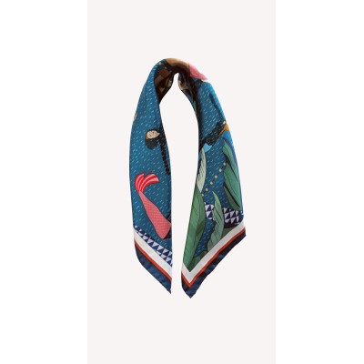 Foulard di seta 70 x 70 "Spritz e meduse" - Ventinove
