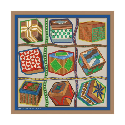 Foulard en soie 50 x 50 "Boites de Sorrente" - Editions Ventinove