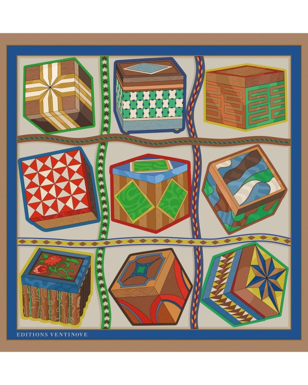 Foulard en soie 50 x 50 "Boites de Sorrente" - Editions Ventinove