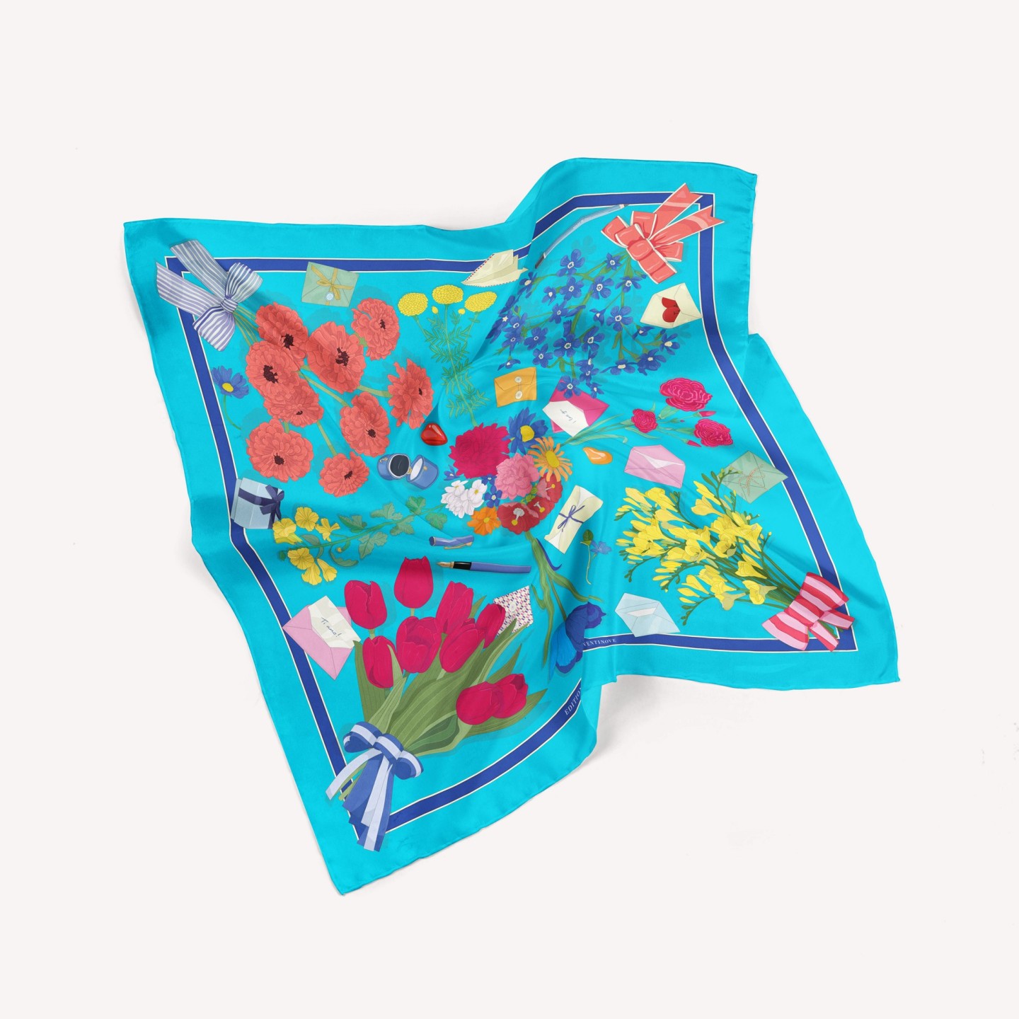 ✨ MESSAGES FLEURIS ✨ Carré en twill de soie pure 90x90 cm!