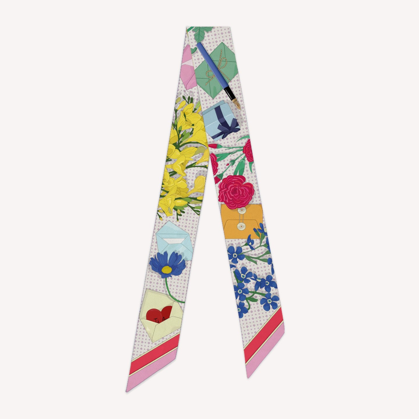 Bandeau en Soie Messages Fleuris