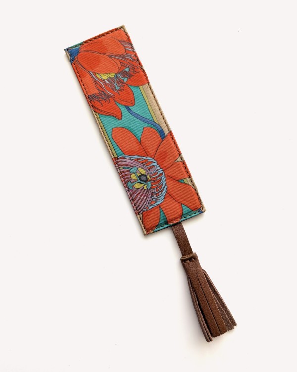 Silk and Italian Leather Bookmark – Upcycled from Luxury Scarves