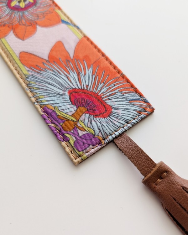 Silk and Italian Leather Bookmark – Upcycled from Luxury Scarves