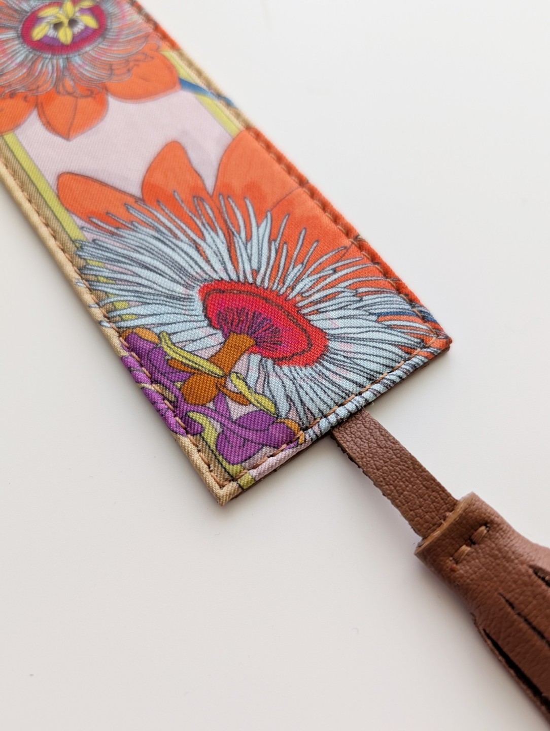 Silk and Italian Leather Bookmark – Upcycled from Luxury Scarves