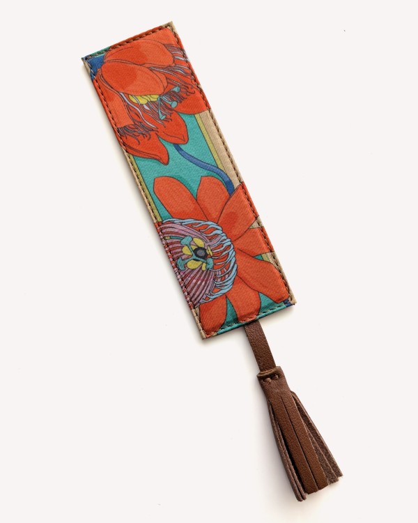 Silk and Italian Leather Bookmark – Upcycled from Luxury Scarves