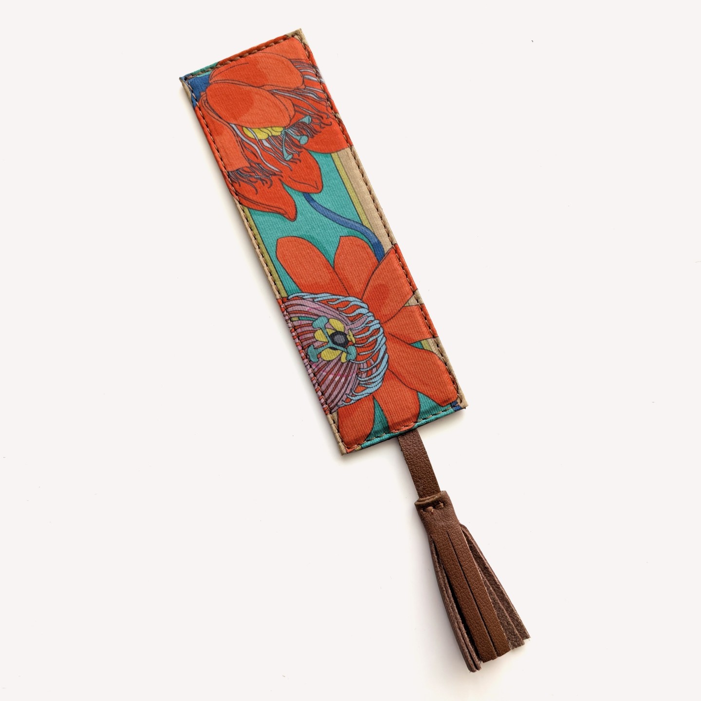 Silk and Italian Leather Bookmark – Upcycled from Luxury Scarves
