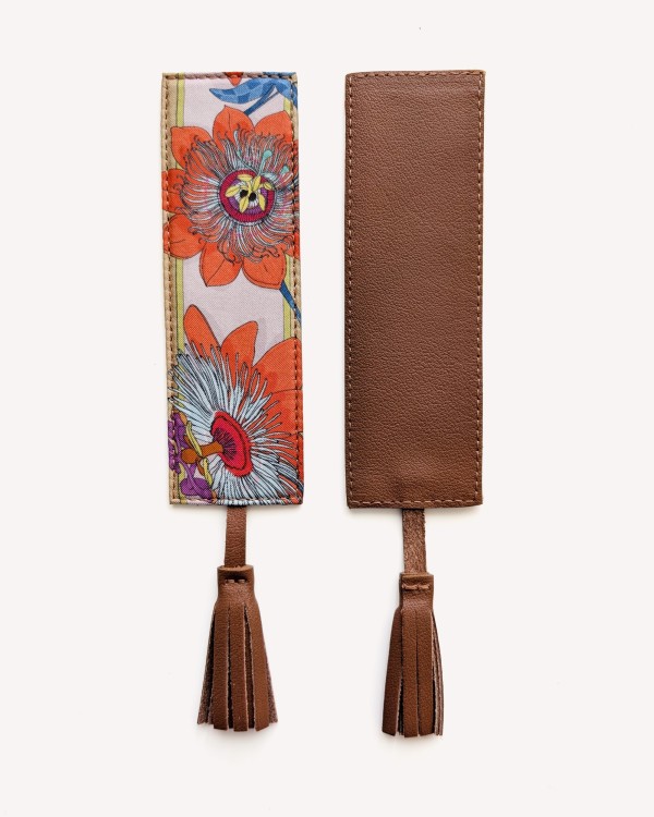 Silk and Italian Leather Bookmark – Upcycled from Luxury Scarves