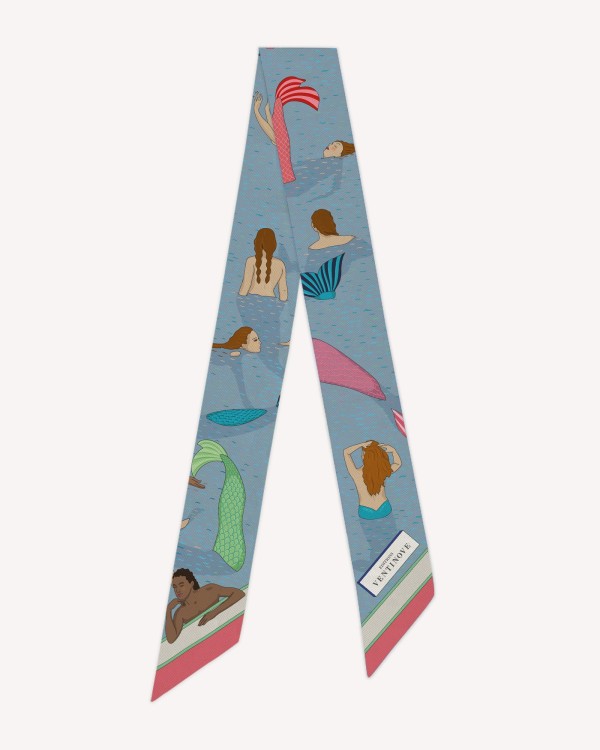 Bandeau en soie "Baie des Sirènes" – 100% Made in Italy