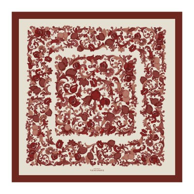Foulard en laine et soie “Costiera” 90x90 cm – Bordeaux/Crème