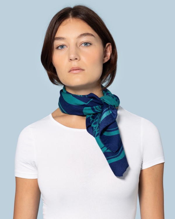 foulard en soie et laine 70x70 cm - Intarsio - bichromie- Ventinove