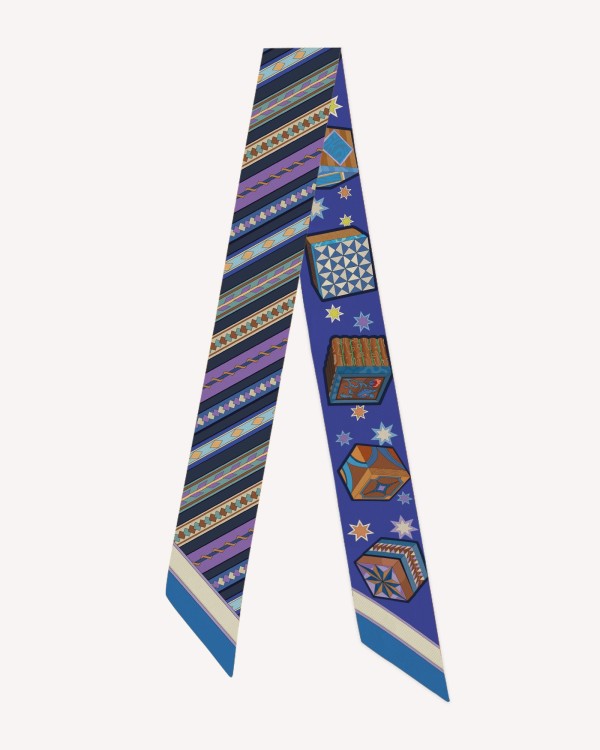 Silk Twilly Ribbon "Inlay Box" Blue/Purple Version