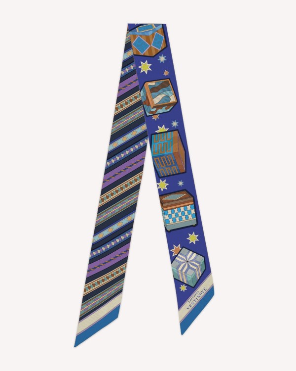 Silk Twilly Ribbon "Inlay Box" Blue/Purple Version