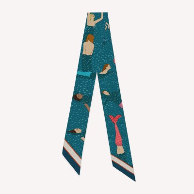 Twilly di seta "Baia delle Sirene" – fascia in twill 100% seta