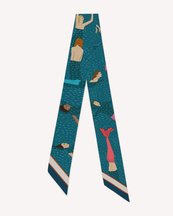 Bandeau en soie "Baie des Sirènes" – 100% Made in Italy
