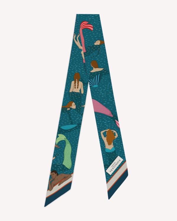 Bandeau en soie "Baie des Sirènes" – 100% Made in Italy