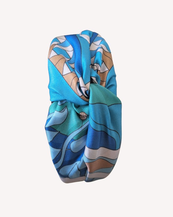 Silk Twill headband Architettura Celeste