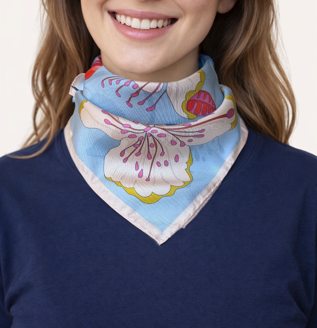 Foulard de seta Les fleurs de câpres