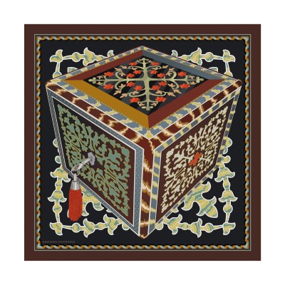 Foulard di seta 70 x 70 "Scatola Intarsio" - Ventinove