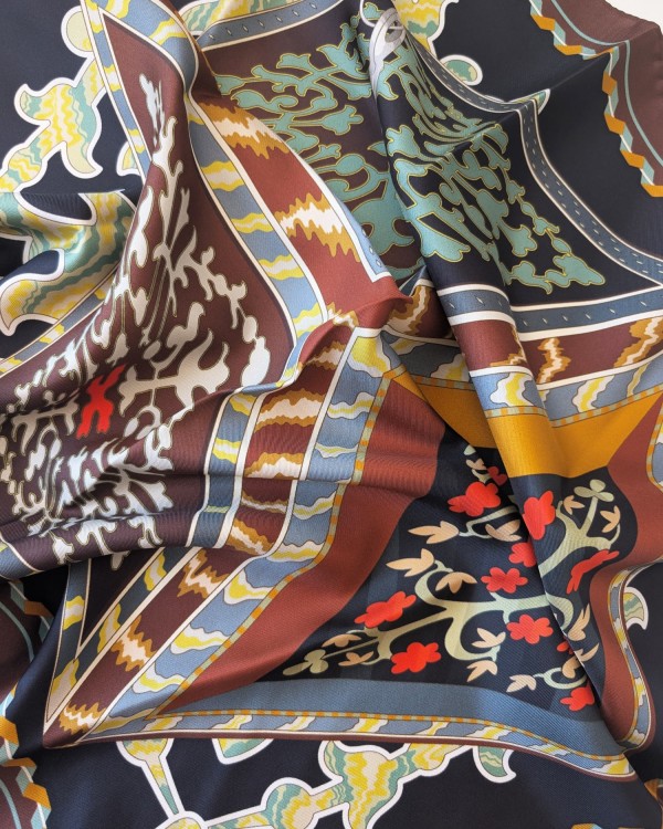 Foulard di seta 70 x 70 "Boite Marqueterie" - Ventinove