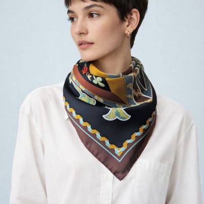 Foulard di seta 70 x 70 "Boite Marqueterie" - Ventinove
