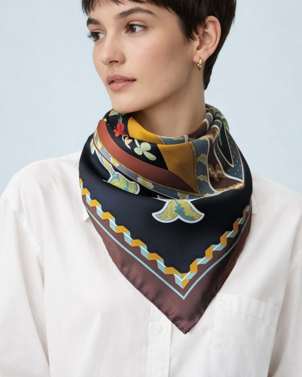 Foulard di seta 70 x 70 "Boite Marqueterie" - Ventinove