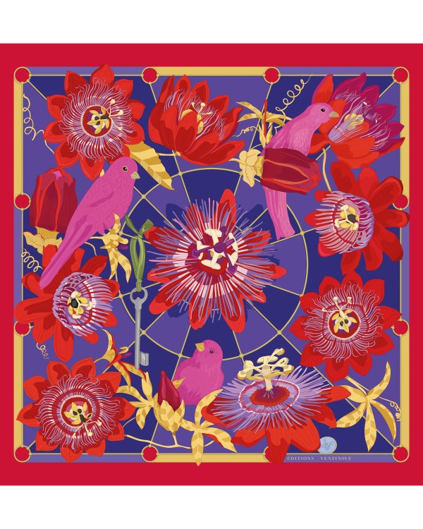 Craquez pour notre foulard de Soie 90x90 cm - La cage aux Oiseaux