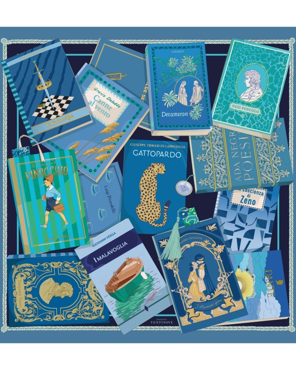 Biblioteca Italiana | Foulard en soie Made in Italy 90x90