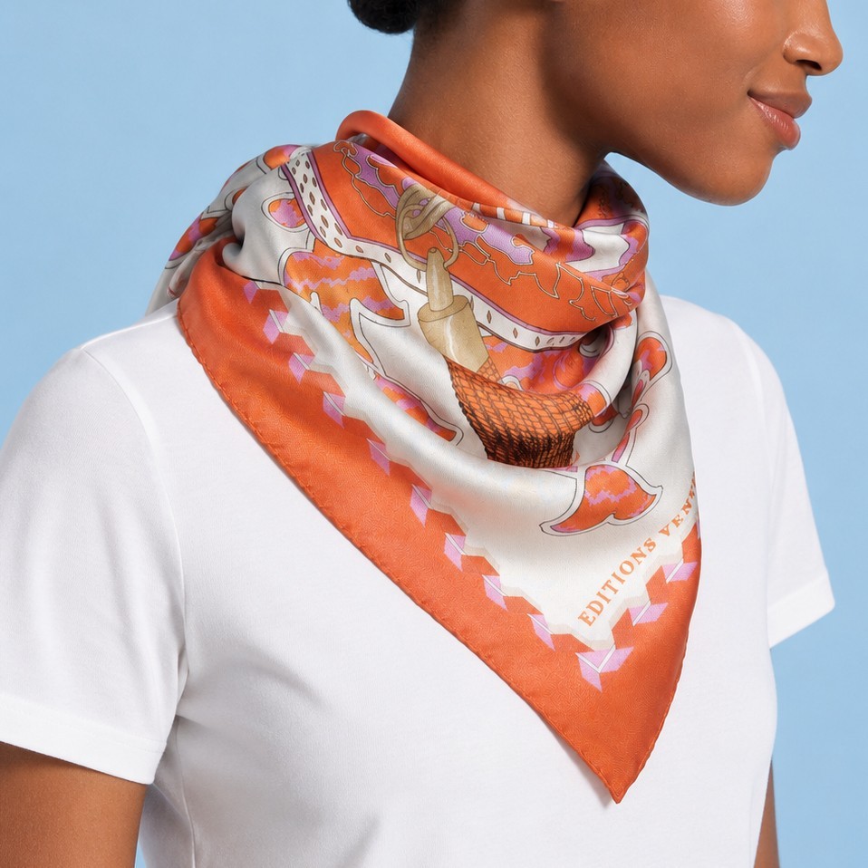 Foulard di seta 70 x 70 "Scatola Intarsio" - Ventinove