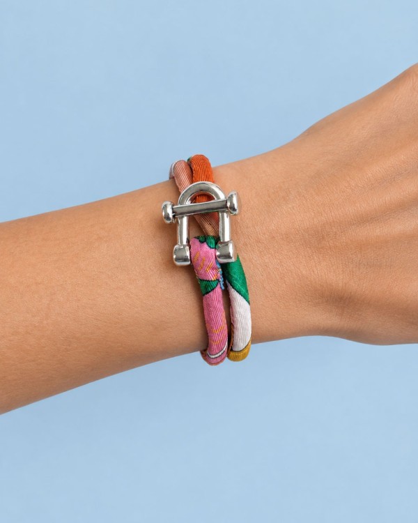 Twist T Intarsio Pink Orange – Silk Bracelet | EDITIONS VENTINOVE