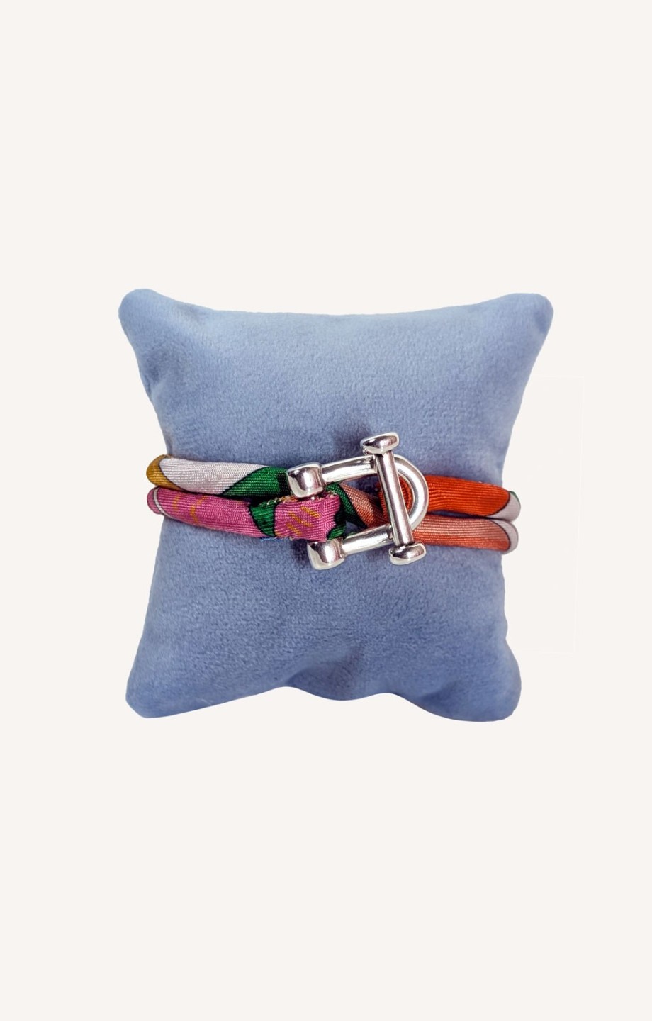 Twist T Intarsio Pink Orange – Silk Bracelet | EDITIONS VENTINOVE