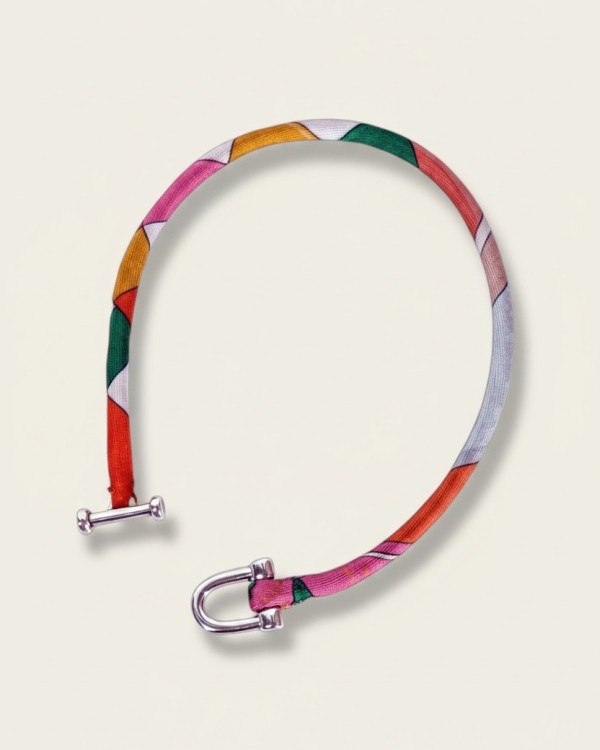 Twist T Intarsio Pink Orange – Silk Bracelet | EDITIONS VENTINOVE