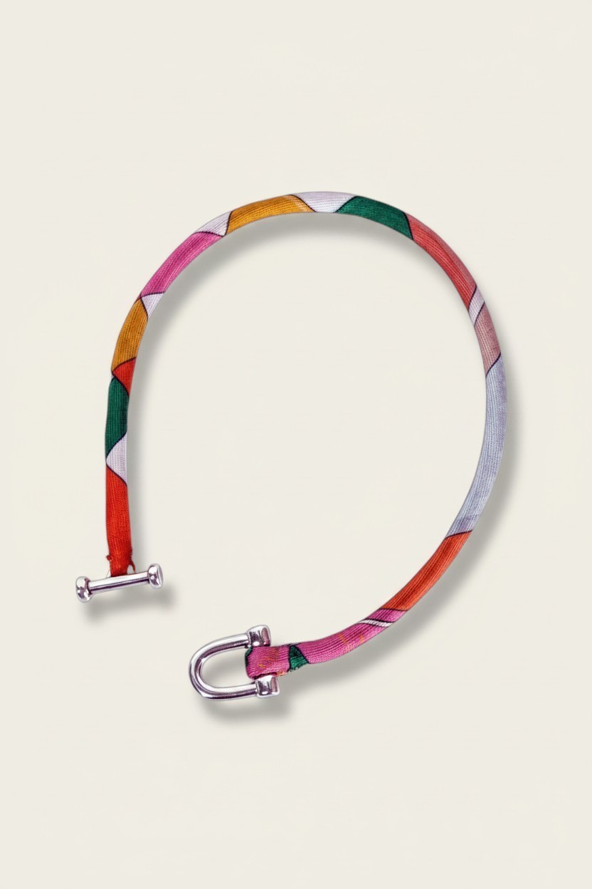Twist T Intarsio Pink Orange – Silk Bracelet | EDITIONS VENTINOVE