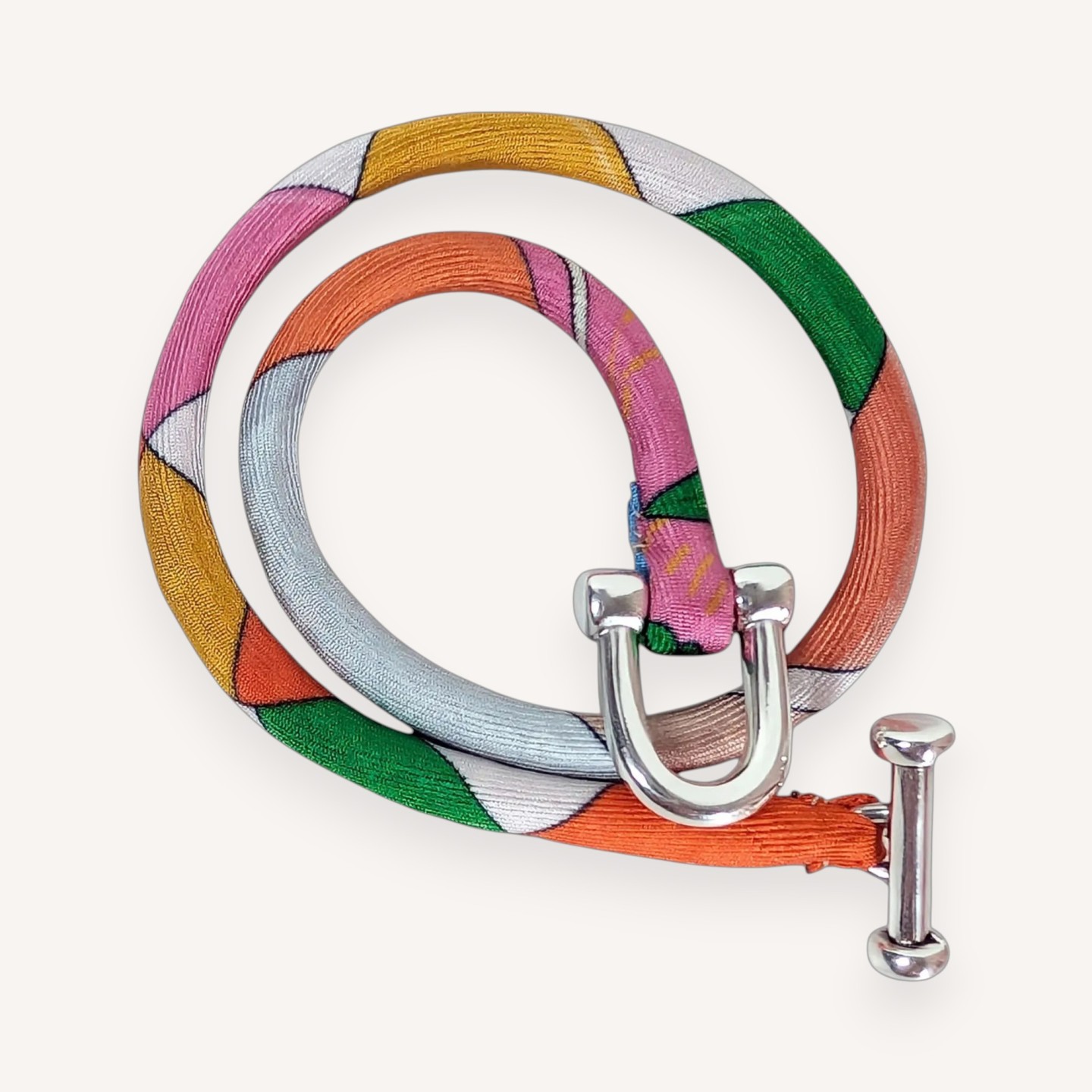 Twist T Intarsio Pink Orange – Silk Bracelet | EDITIONS VENTINOVE