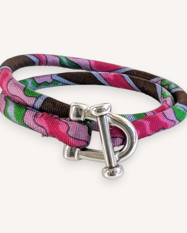 Twist T Intarsio Pink Orange – Silk Bracelet | EDITIONS VENTINOVE