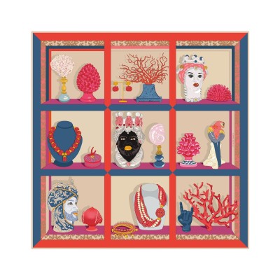 Foulard di seta 90 x 90 "vetrina" - Editions Ventinove