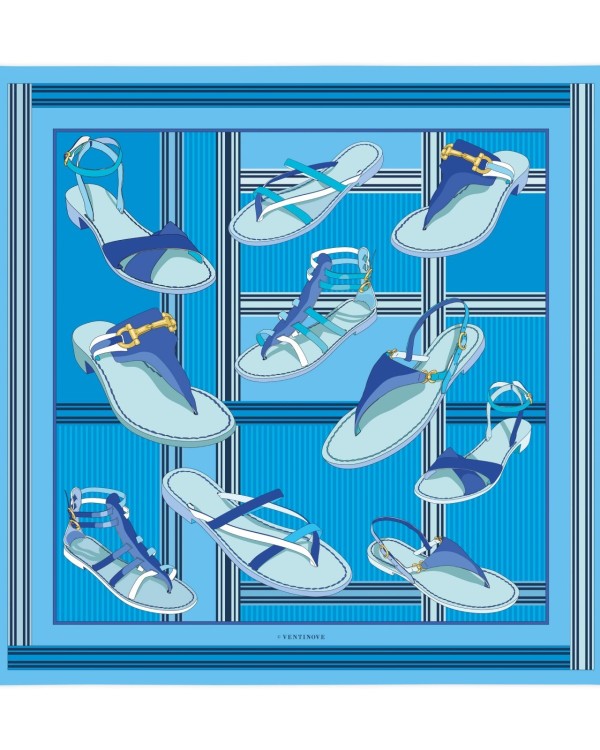 Foulard soie 90 x 90 "Sandali blu" - Editions Ventinove