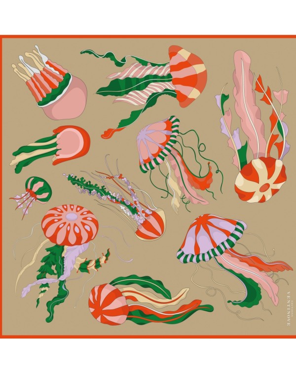 Silk scarf 50 x 50 "Jellyfish" - Ventinove