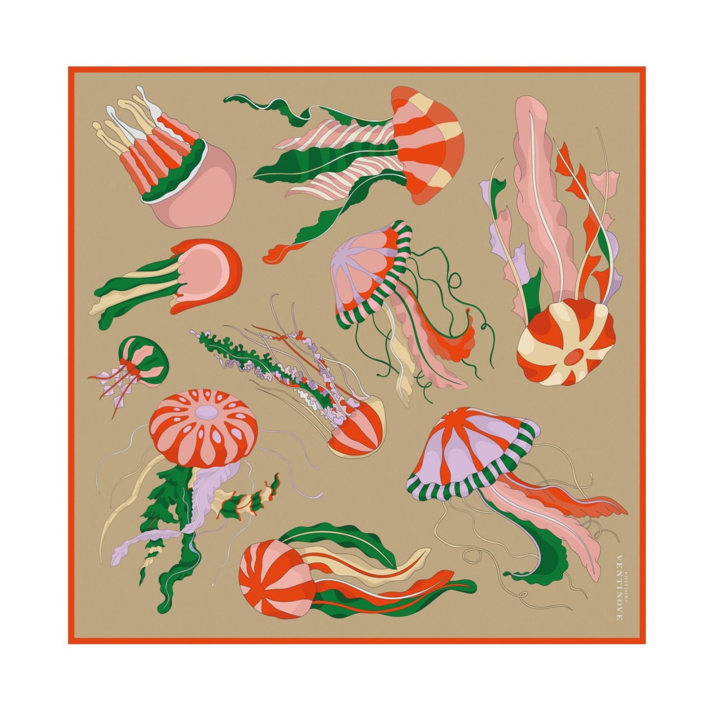 Silk scarf 50 x 50 "Jellyfish" - Ventinove