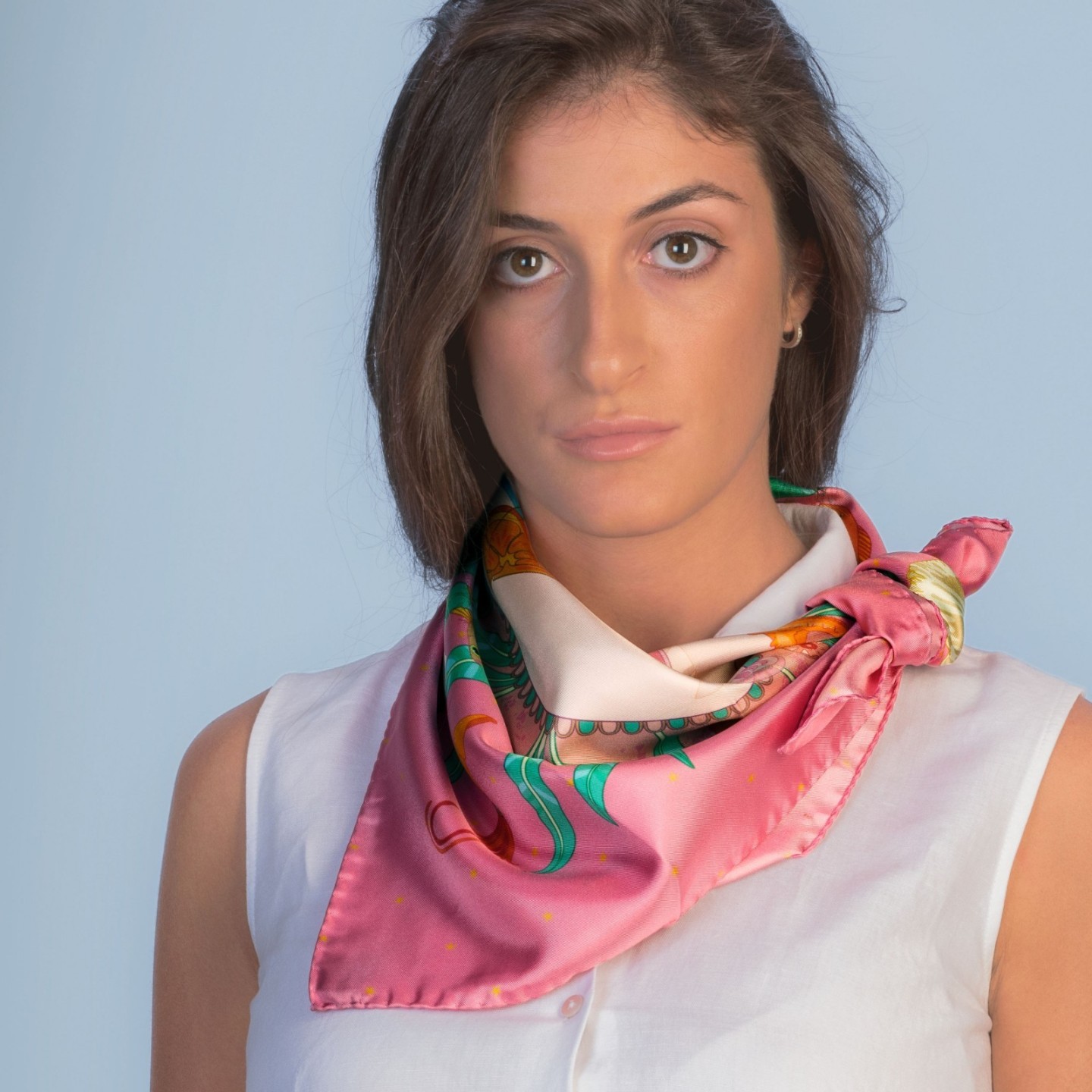 Foulard di seta 70 x 70 "Spritz e meduse" - Ventinove