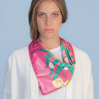 Foulard di seta 70 x 70 "Spritz e meduse" - Ventinove